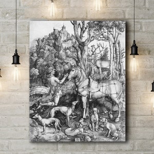 Premium Leinwand Kunstdruck von Albrecht Durer: Saint Eustace