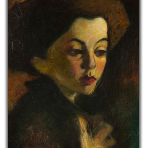 Canvas Art Print of Olof Sager-Nelson: A Girl&#39;s Head II. Large Size (30 x 20 Inches)