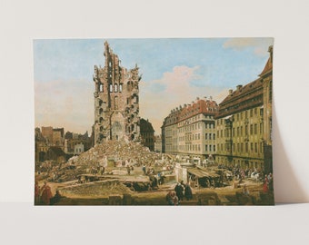 Premium Giclée Print of Bernardo Bellotto: The Ruins of the old Kreuzkirche, Dresden. Museum Quality Painting.