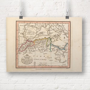 Carte de la Barbarie incluant le Maroc Alger, Tunis et Tripoly, 1798. vintage / Antique Style Old Map Repro Impression / Affiche