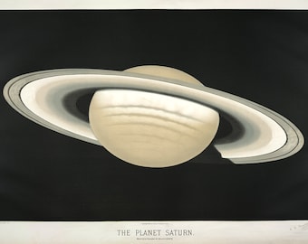 Etienne Leopold Trouvelot: The Planet Saturn. (The Trouvelot Astronomical Drawings 1882) Astronomy/Space Print/Poster (0028)