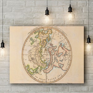 Leinwand Kunstdruck einer Karte des eisigen Meeres, Artic Region (1760)