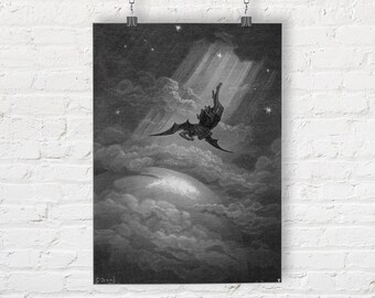 Gustave Dore: Satan in Paradise Lost. Fine Art Print/Poster. (001836)