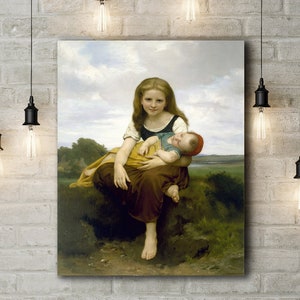 Canvas Art Print of William Adolphe Bouguereau: The Elder Sister.