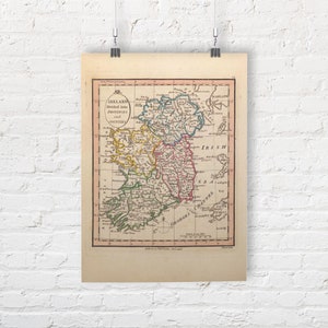 Karte von Irland unterteilt in Provinzen und Counties, 1798. Vintage/Antiker Stil Alte Landkarte Repro Druck/Poster