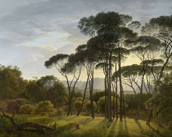 Hendrik Voogd: Italian Landscape with Umbrella Pines. Fine Art Print/Poster