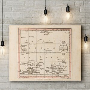 Canvas Art Print of A Map of Nea-Polynesia, or the Islands Newly Discover'd in the Pacific Ocean, 1798. Lienzo grande (30 x 20 pulgadas)