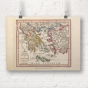 Landkarte des antiken Griechenlands und der Ägäis, 1798. Vintage/Antiker Stil Alte Landkarte Repro Druck/Poster