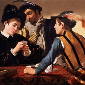 Caravaggio: The Cardsharps. Fine Art Print/Poster. (002089)