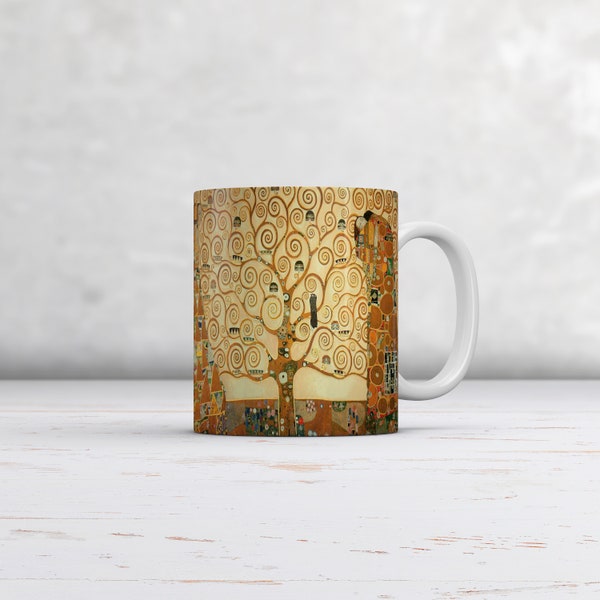 Gustav Klimt : L’Arbre de Vie. Fine Art Mug/Cup. Café cadeau idéal/tasse de thé