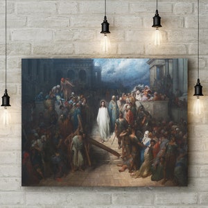 Canvas Art Print of Gustave Dore: Christ Leaving the Courtroom.