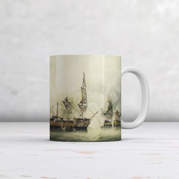 John Constable: Victoria de H.M.S. en la batalla de Trafalgar. Taza/Copa de Bellas Artes. Taza de café/té de regalo ideal