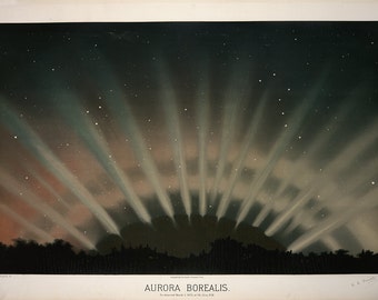 Etienne Leopold Trouvelot: Aurora Borealis. (The Trouvelot Astronomical Drawings 1882) Astronomy/Space Print/Poster (00100)