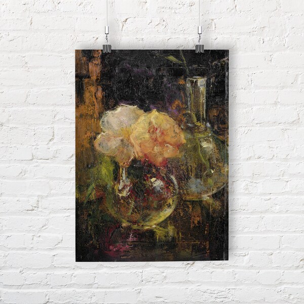 Gelbe Rosen in einer Karaffe, Menso Kamerlingh Onnes. Fine Art Print/Poster