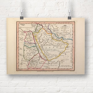 Kaart van de Golf van Perzië, 1798. Vintage / antieke stijl oude kaart repro print / poster