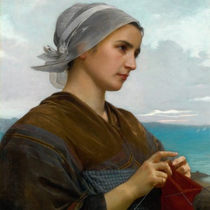 William Bouguereau: Knitter bretão. Impressão / pôster de belas artes