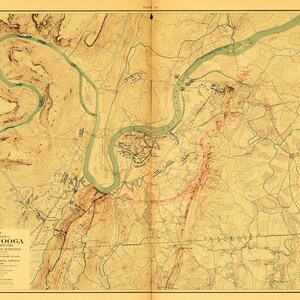 Map Of The Battle Fields Of Chattanooga Lookout Mountain 1901. Print/Poster (5225)