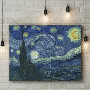 Canvas Art Print of Vincent Van Gogh: Starry Night. Large Size (30 x 20 Inches)
