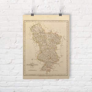 Landkarte von Derbyshire, England 1793. Vintage/Antiker Stil Alte Landkarte Repro Druck/Poster