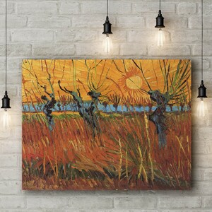 Premium Canvas Art Print of Vincent Van Gogh: Willows at Sunset