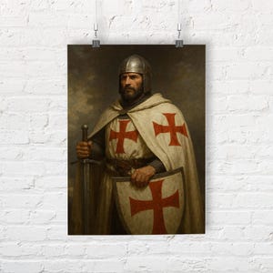 Knights Templar Wall Art Print Printable Wall Art, Digital Download, Medieval Crusader Poster – Historical Home Decor