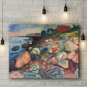 Premium Canvas Art Print of Edvard Munch: Shore with Red House