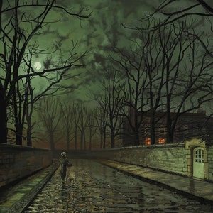John Atkinson Grimshaw: Silver Moonlight. Stampa/Poster di Belle Arti. (003230)