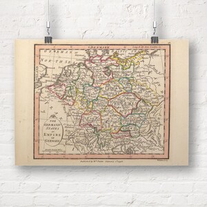 Landkarte der germanischen Staaten oder Desreiches von Deutschland, 1798. Vintage/Antiker Stil Alte Landkarte Repro Druck/Poster