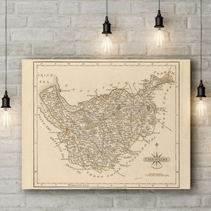 Canvas Art Print of A Map of Cheshire, England 1793. Large Canvas (30 x 20 Inches)