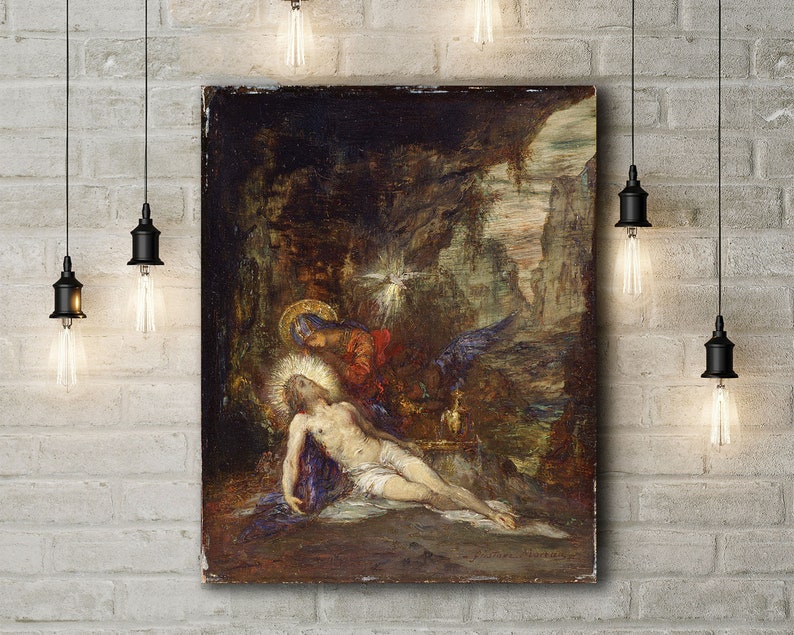 Canvas Art Print of Gustave Moreau Pieta. Large Size 30 x