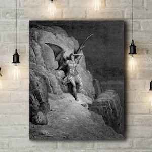 Premium Canvas Art Print of Gustave Dore: Depiction of Satan