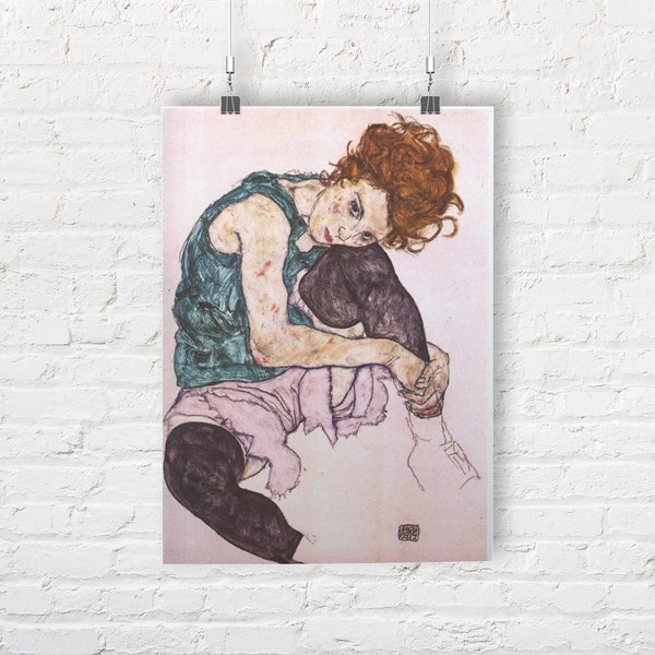 Egon Schiele: Seated Woman with Bent Knee. Fine Art Print/Poster. (003225)