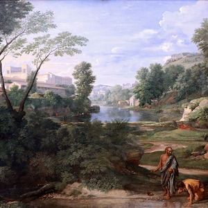 Nicolas Poussin: Diogenes Throwing his Bowl Away. Fine Art Print/Poster. (003427)