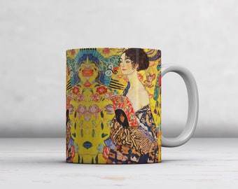 Gustav Klimt: Lady with a Fan. Fine Art Mug/Cup. Ideal Gift Coffee/Tea Mug