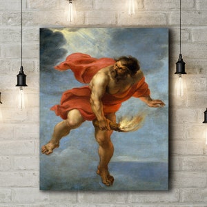 Canvas Art Print of Jan Cossiers: Prometheus Carrying Fire