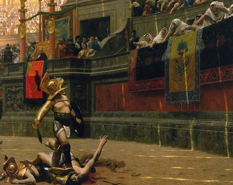 Jean Leon Gerome: Gladiator in the Arena/Pollice Verso (Thumbs Down). Fine Art Print/Poster (00616)