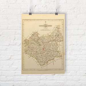 Map of Leicestershire, England 1793. Vintage/Antique Style Old Map Repro Print/Poster