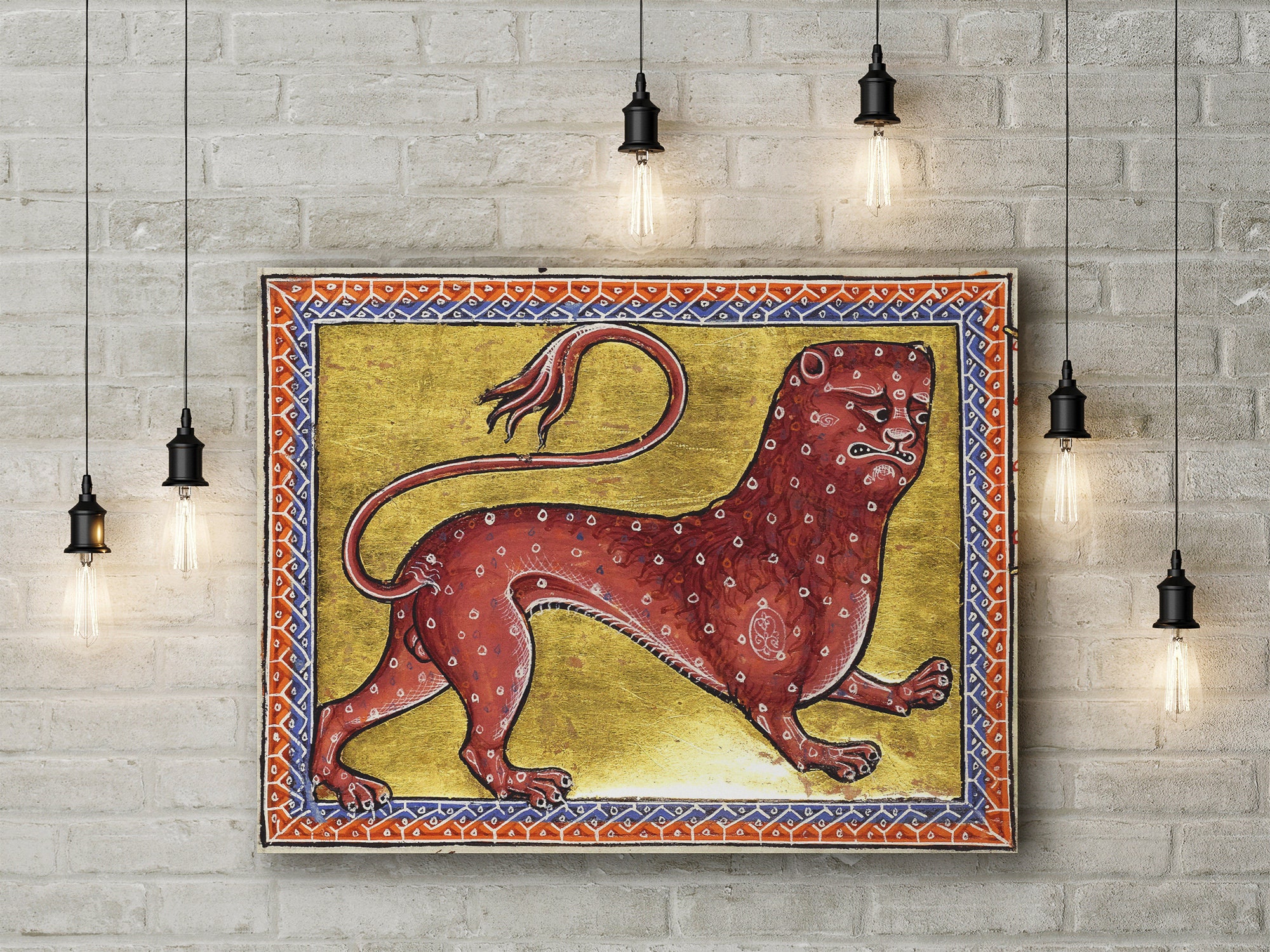Premium Leinwand Kunstdruck von Aberdeen Bestiary Leopard (12. Jahrhundert beleuchtetManuskript)
