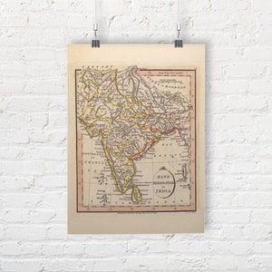 Karte von Hind, Hindoostan oder Indien, 1798. Vintage/Antiker Stil Alte Landkarte Repro Druck/Poster