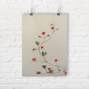 Katsushika Hokusai: Small Red Blossoms on a Vine. Fine Art Print/Poster