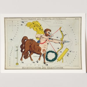 Premium Giclée Print of Sagittarius and Corona Australis. Astrology Print.