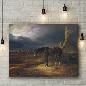 Canvas Art Print of Albrecht Adam: Ownerless Horse on the Battlefield at Moshaisk in 1812