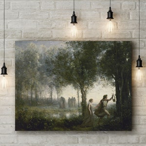 Premium Canvas Art Print of Jean-Baptiste-Camille Corot: Orpheus Leading Eurydice from the Underworld