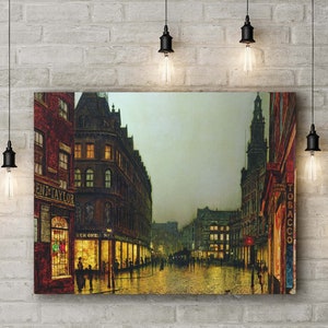 Canvas Art Print of John Atkinson Grimshaw: Boar Lane, Leeds. Large Size (30 x 20 Inches)