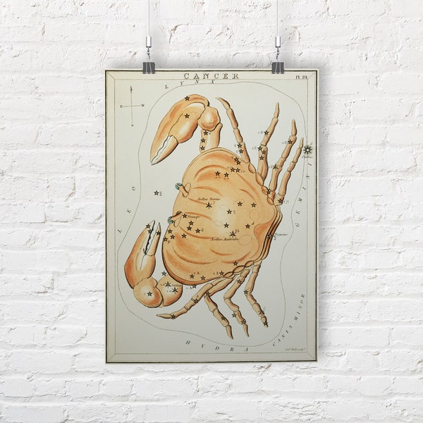 Sidney Hall: The Zodiac. Cancer. Fine Art Print/Poster