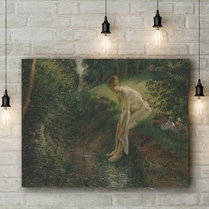 Canvas Art Print of Bather in the Woods By Camille Pissarro.