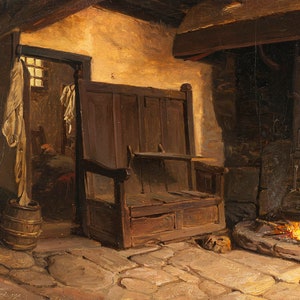 Josef Wilhelm Wallander: A Cottage Interior. Study. Fine Art Print/Poster (5440)