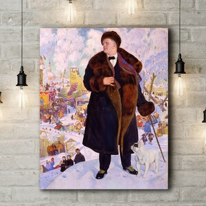 Portrait Canvas Art Print of Boris Kustodiev: Portrait of Fyodor Chaliapin. Large Size (30 x 20 Inches)