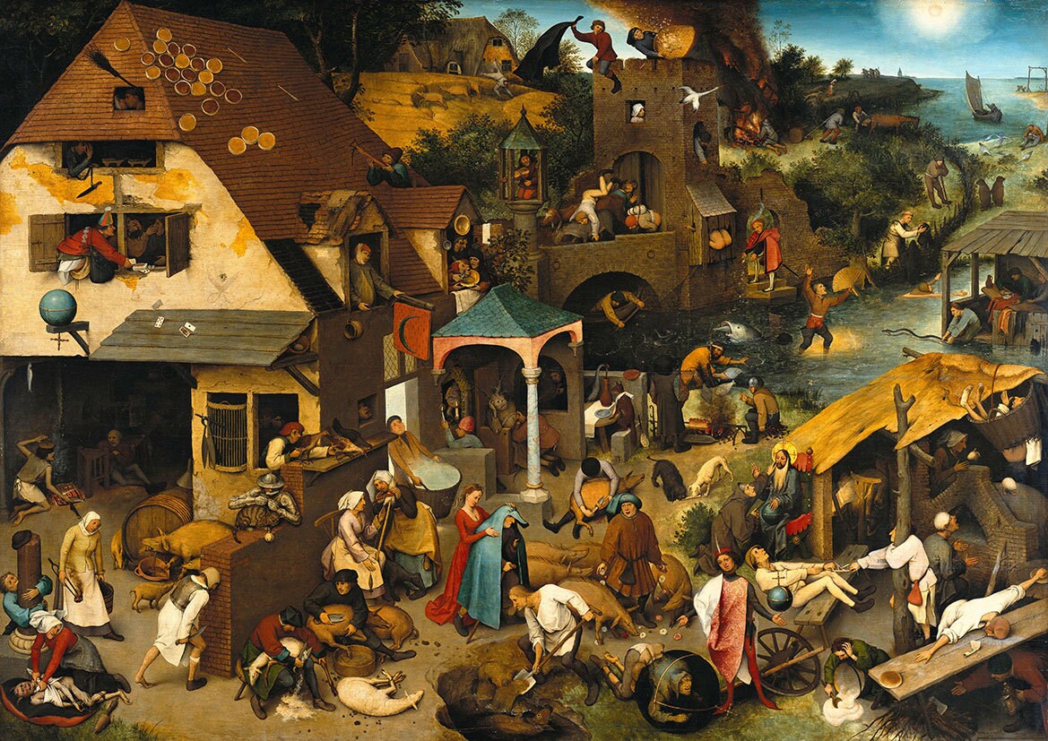 Leinwanddruck 'Schlaraffenland' Von Bruegel - 60x90 Cm, Abstraktes Gemälde Für Wohnzimmer, Schlafzimmer & Deko