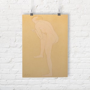Naga kobieta pochylająca się Auguste Rodin. Wydruk artystyczny/plakat